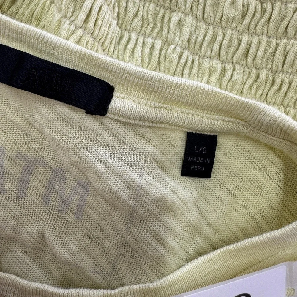 ATM Anthony Thomas Melillo Tee Women Large‎ Yellow Smocked Slub Cotton